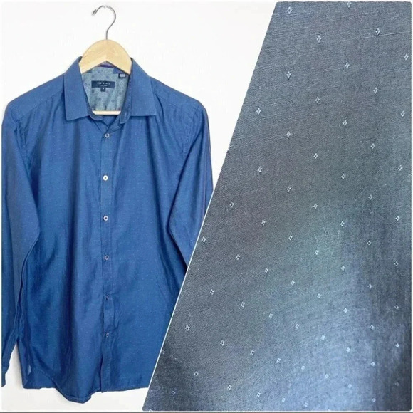 Ted Baker London Button Down Shirt Size 4 Medium / Large French Cuff - Picture 1 of 8